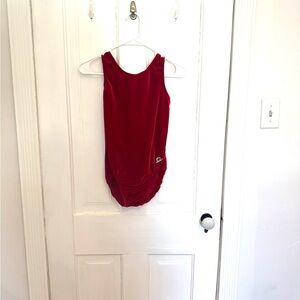 Red Sleeveless velvet GK Leotard